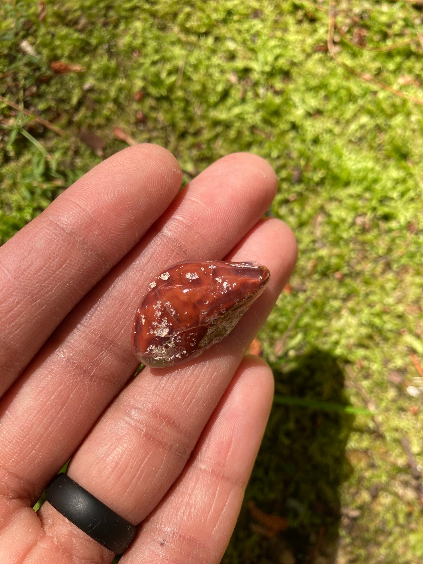 Polished Orange & Red Flame Laguna Agate Floater Pair